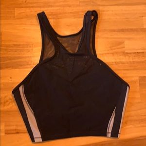 Black/gray striped Lululemon sports bra